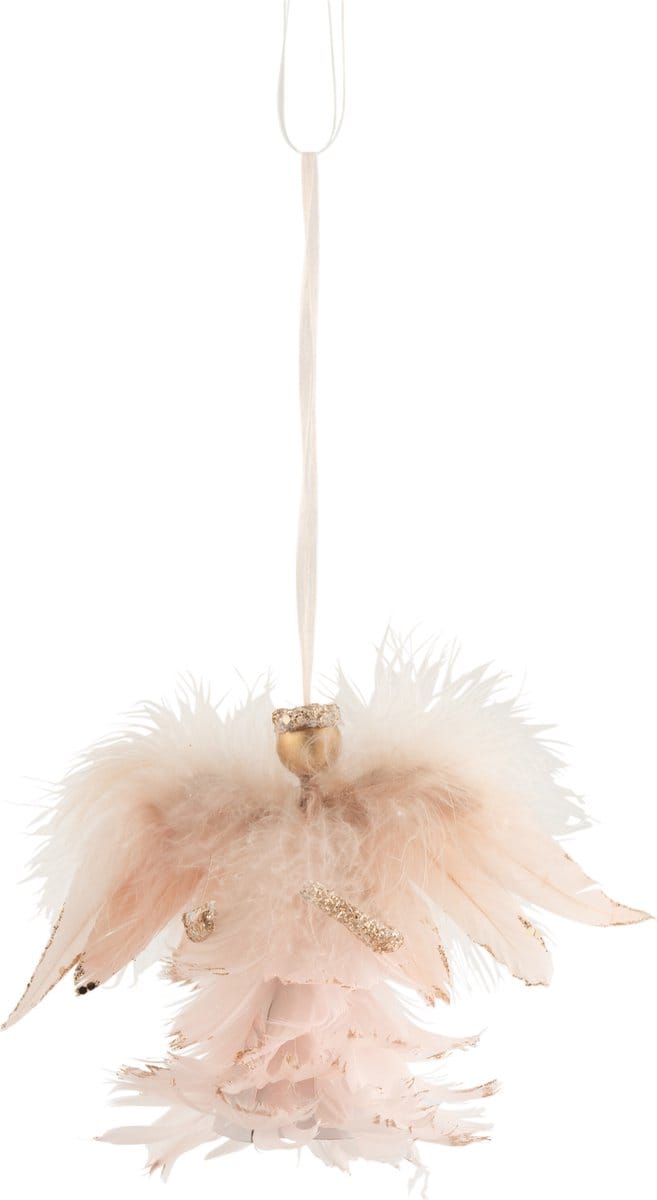 J-Line hanger Engel Glitter - veren - lichtroze - 2 stuks