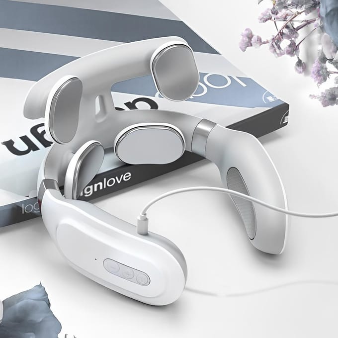 Draagbare Nek Schouder Massager Diepe Weefsel Kneed 4 Modi 16 Intensiteiten USB Oplaadbaar Ergonomisch Ontwerp US Plug gray