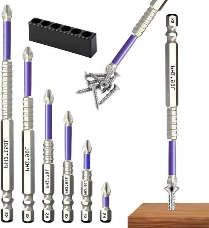 Set van 6 Magnetische Schroevendraaier Bits, Precisie Anti-Slip Phillips Bits, Hoogwaardige Magnetische Schroef Bits voor Precisiewerk