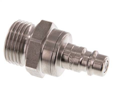 RVS DN 7.2 (Euro) Luchtkoppeling Insteeknippel G 1/2 inch Buitendraad Double Shut-Off - CLP7-M-S-SV-012