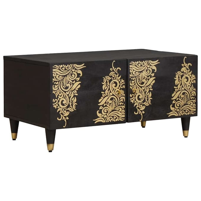 vidaXL - Salontafel - Zwart - 80 - x - 50 - x - 40 - cm - Massief - Mango - Hout