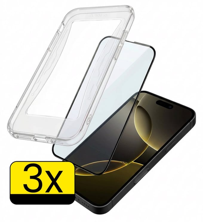 Screenprotector - Geschikt voor Apple iPhone 16 Pro Max - 3 Stuks - Met Installatie Kit - Beschermglas - Gehard Glas - Tempered Glass - Screen Protector