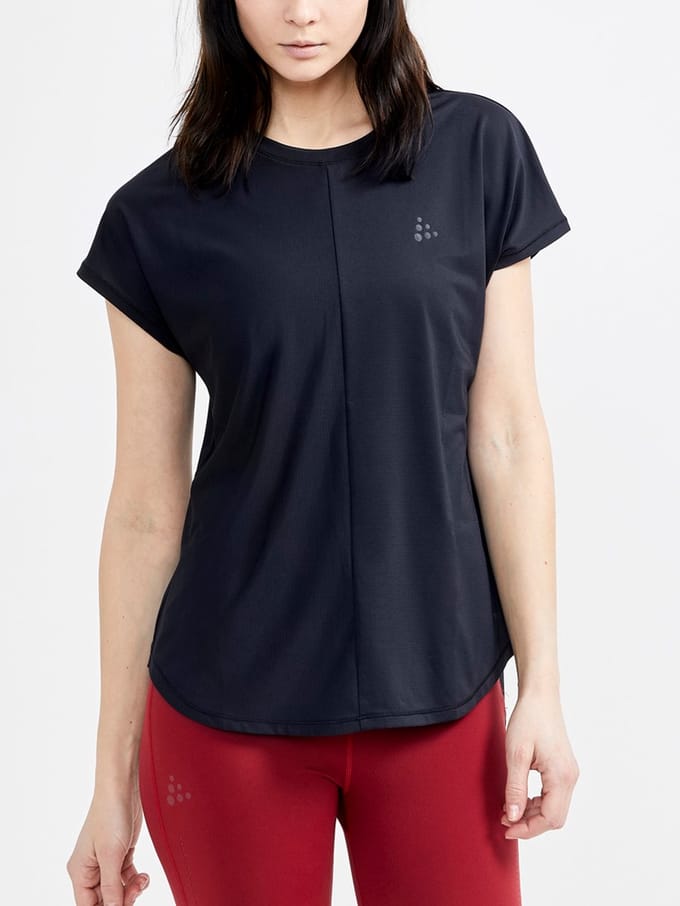 Craft Maat M Core Charge Rib Tee Dames - sportshirts - zwart - Vrouwen