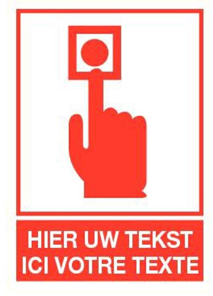 Sticker met eigen tekst, brandpreventie 200 x 200 mm
