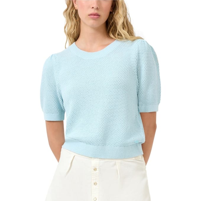 Korte mouwen gestructureerd shirt met ronde hals voor dames QS Regular Fit