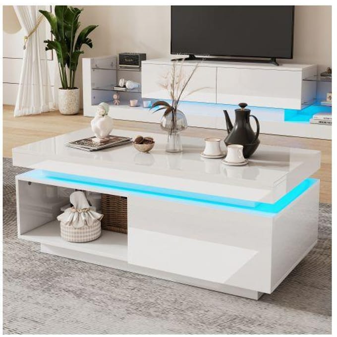 Salontafel - MUVOE - Modern - LED-verlichting - Ruime lade - 100x50x40,3 cm