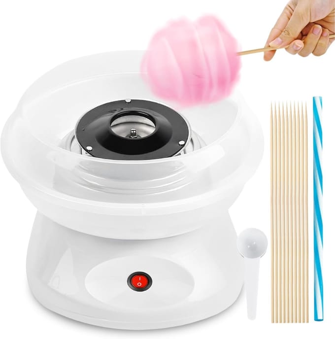 Core® Suikerspinmachines - Suikerspin - Suikerspinmachine - Met Stokjes - Wit - 27cm x 27cm x 14cm