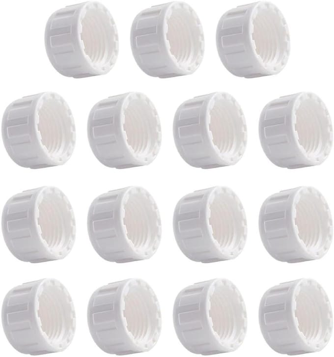 Pijp Eindkap Plug - Slangconnector Binnendraad - Sanitair Toepassingen - 15 Stuks Pakket - 1/2PT NPT - Wit