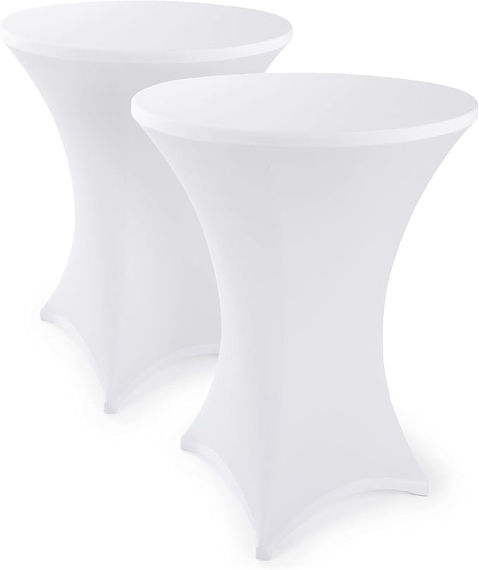 Set van 2 Elastische Tafelhoezen voor Bartafel/Hogetafel 60-65 cm Wit - Stretchy Hoes