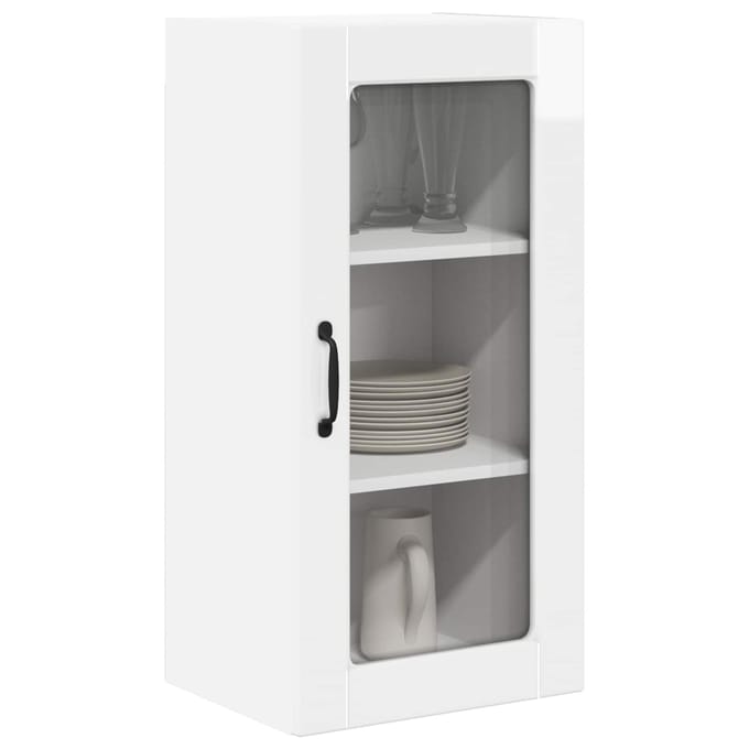 vidaXL - Wandglas - Kasten - LUCCA - 2 - st - Hoogglans - Wit - Bewerkt - hout