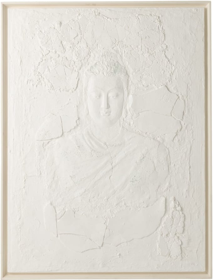 J-Line schilderij Plaster Buddha - hout - wit