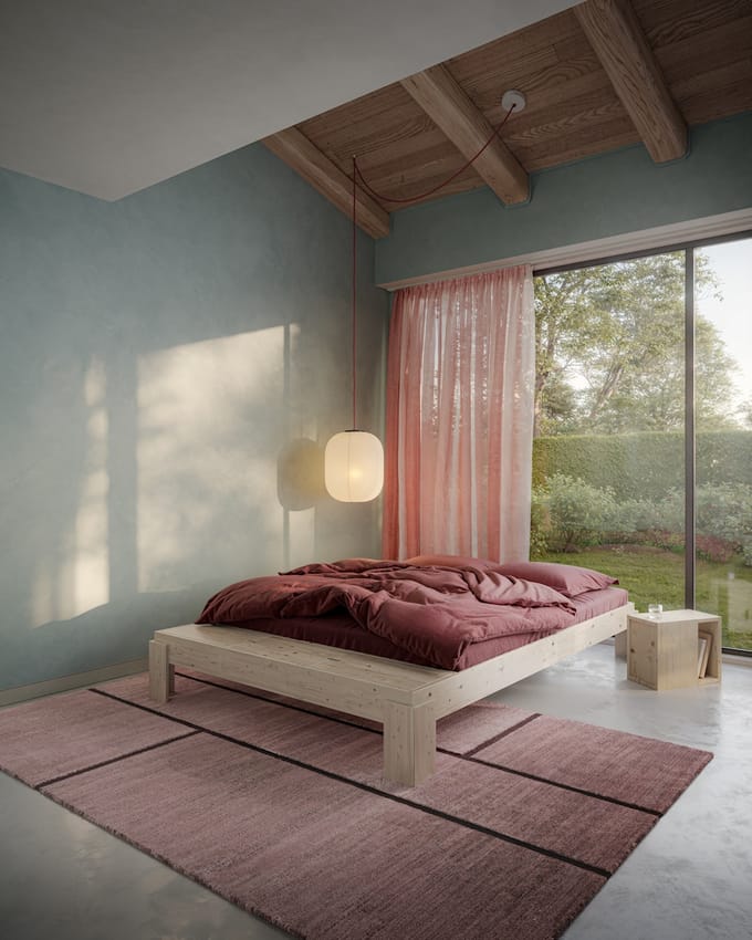 Karup Layers Bed Bench Clear - 101 clear lacquered - met hoofdeinde - 180 x 200 cm