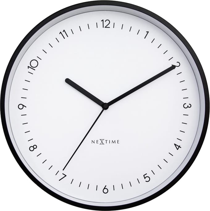 NeXtime Berlin – Wandklok – 30 cm – Aluminium – Zwart/Wit – Stil