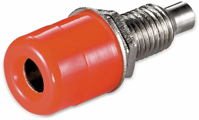Rode banana contra connector voor paneelmontage