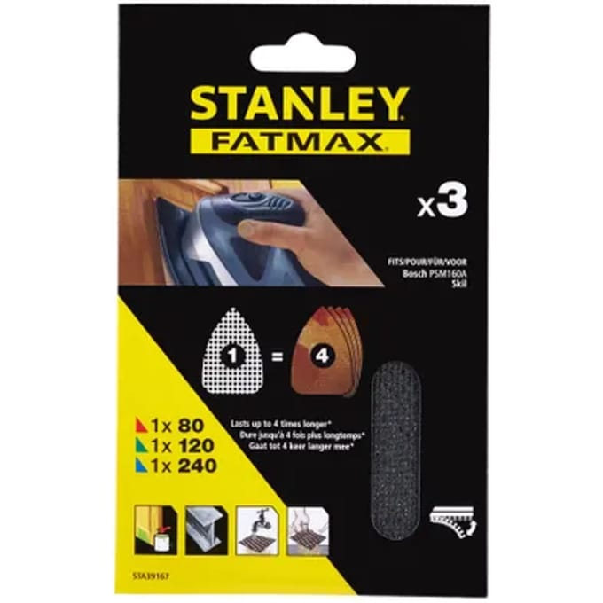 Stanley Schuurpad Fatmax Psm160a Mesh Sheet - K80/120/240 - Zwart