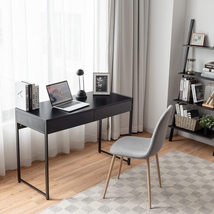 Modern Zwart Bureau met 2 - 112x48x76 cm - Zwart - Novihome