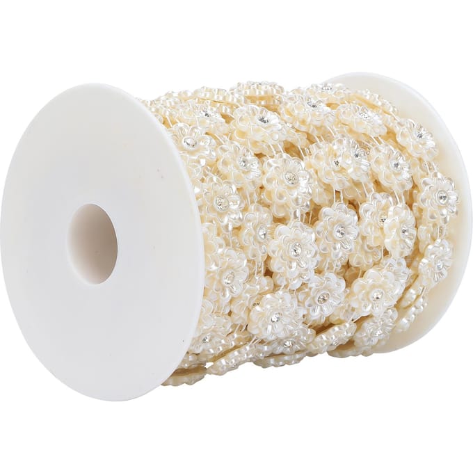 Strass Perle DIY Accessoires de Bijouterie Perles Double Rangée Bordure Perle ABS pour Décoration white