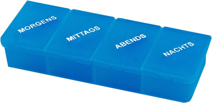 Sundo Pillendoosje Met 4 vakken en dagindeling - Blauw