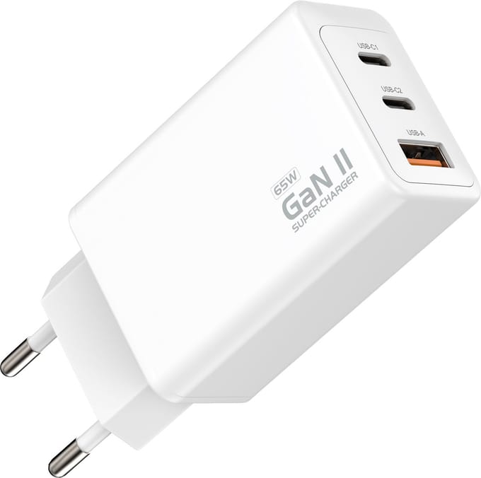 Qost - USB-C Oplader - 65W Snellader - USB-C Adapter & USB-Lader - 2× USB-C & 1× USB-A - Quick Charge - Universele Oplader - Wit