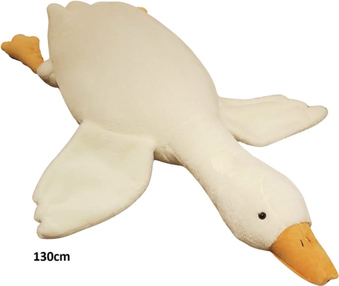 Gans knuffel - Levensgrote pluche gans van 130 cm - Zijdezacht 2-in-1 kussen