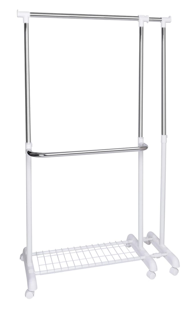 Verstelbare Kledingrek Op Wielen - Wit, Scandinavisch Design