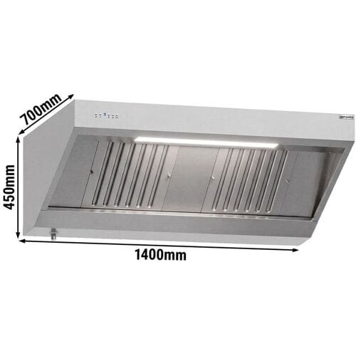 GGM Gastro Wandhaube mit Motor - 1400mm - mit Regler, Filter & Lampe