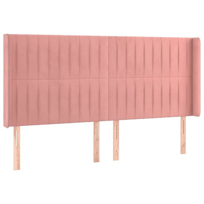 vidaXL - Hoofdbord - LED - 203x16x118/128 - cm - fluweel - roze