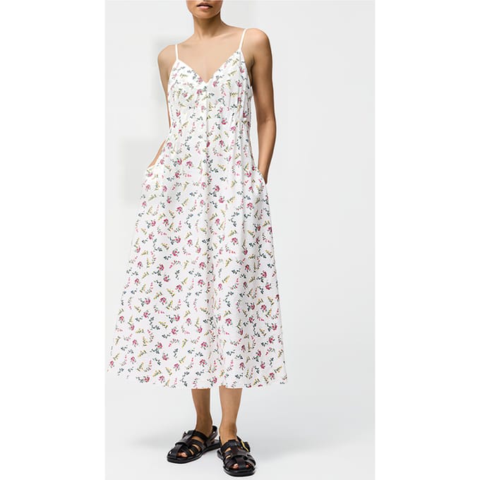 French Connection Florianna Strappy Dress Summer White Multi Taglia: 6 | Abiti Midi Outlet | Donna | Bianco