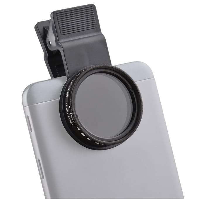 Andoer 37MM Professionele Clip-on Telefoonfilterlens ND2-400 Verstelbare Neutral Density Filter met zwart