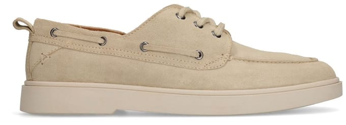 Manfield - Heren - Beige suède bootschoenen - Maat 46