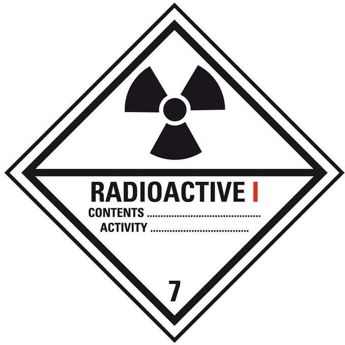 ADR klasse 7 sticker radioactief 1 300 x 300 mm