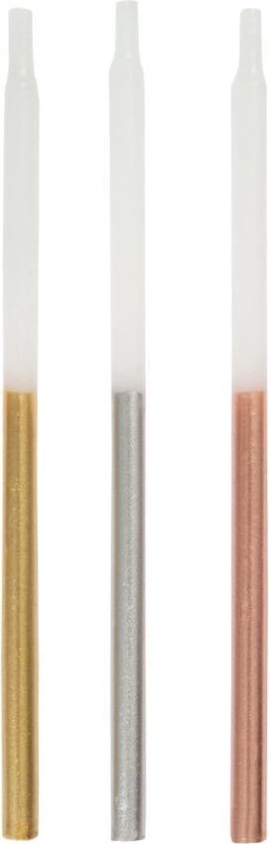 Gedompelde Kaarsen Metallic 13cm 12st