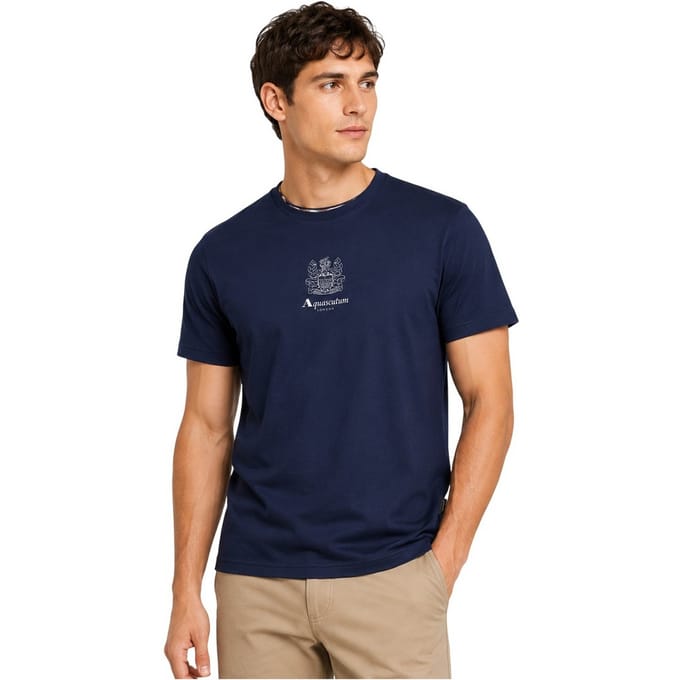 Aquascutum Heren Logo Crew Neck Regular T-shirt (Marine)