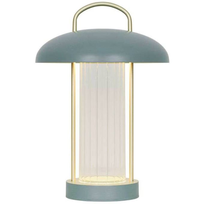 Nordlux LED tafellamp Mirano, hoogte 29 cm, stofgroen, metaal