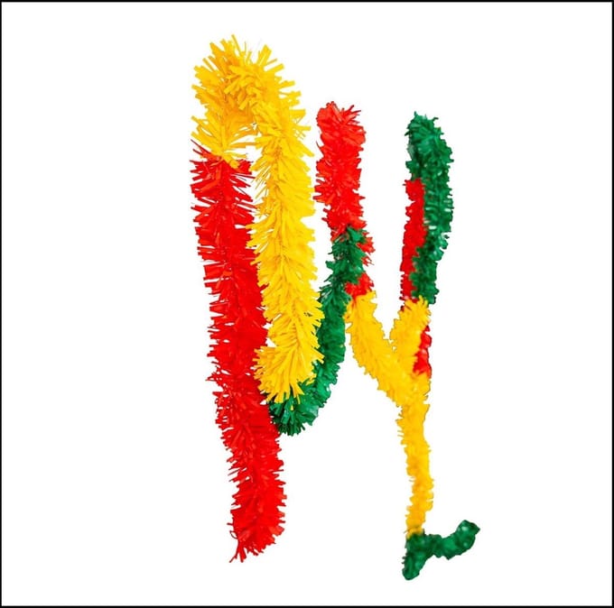 5x Draaiguirlande rood/geel/groen - thema feest evenement optocht