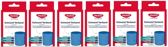Heltiq Cohesief Verband 4X8 cm - 6 stuks - Voordeelverpakking