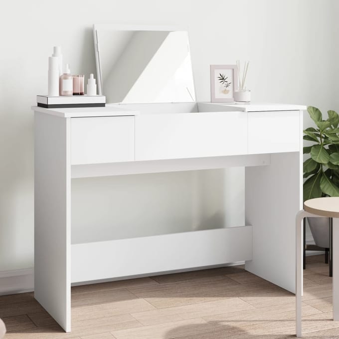 vidaXL - Kaptafel - met - spiegel - 100x45x76 - cm - wit