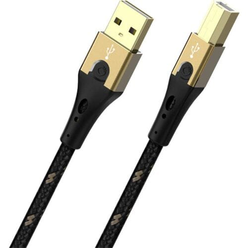 Oehlbach D1C9543 USB-kabel USB 2.0 USB-A stekker, USB-B stekker 3.00 m Zwart/goud Afgeschermd (drievoudig)