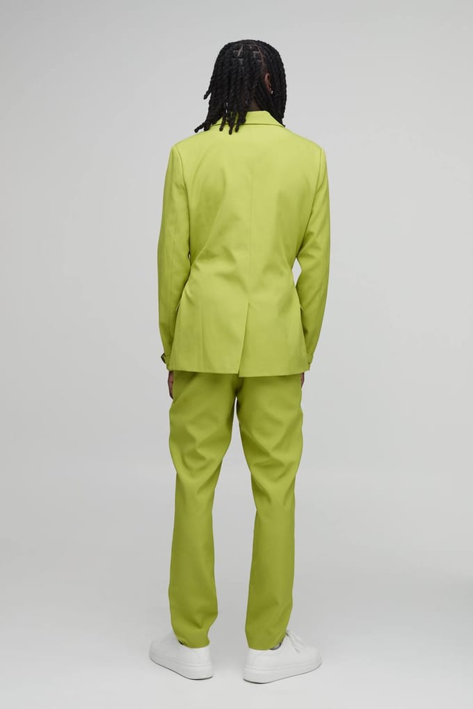 Skinny Fit Zip Detail Tailored Trousers | Lime | Size 38