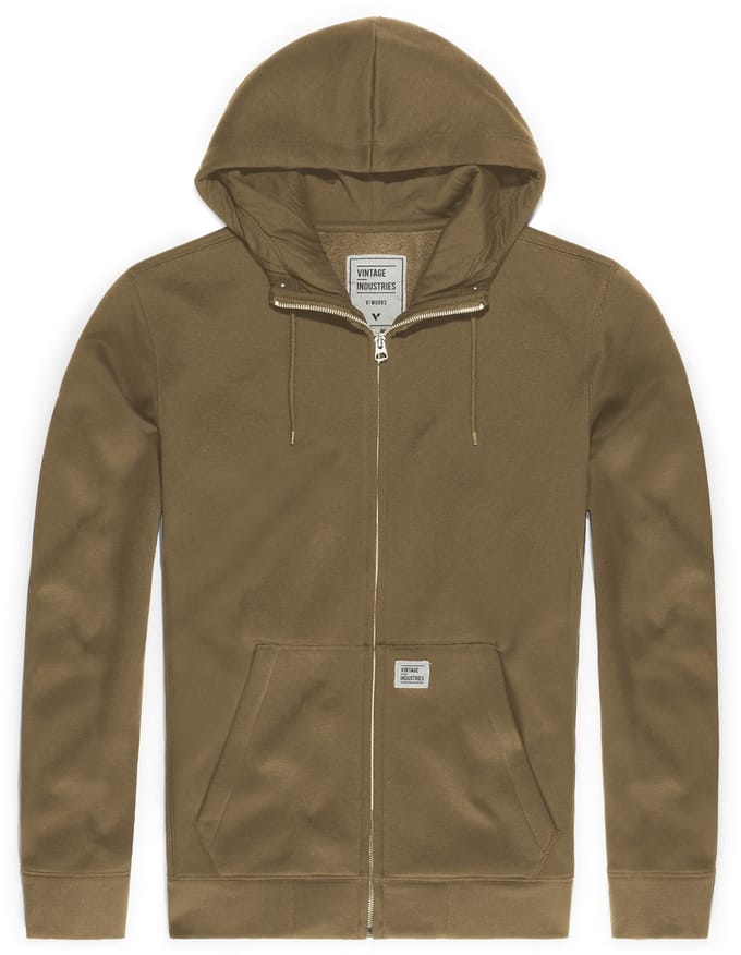 Vintage Industries Sweatjack Cruz Hooded Sweatshirt Zand