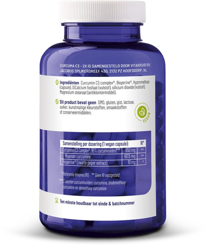 Vitakruid - Curcuma C3-2X - 2 x 120 vegancapsules - Voordeelverpakking