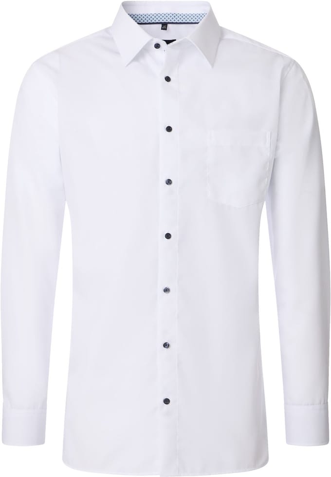 VENTI CASA MODA comfort fit overhemd - structuur - wit - Strijkvrij - Boordmaat: 54