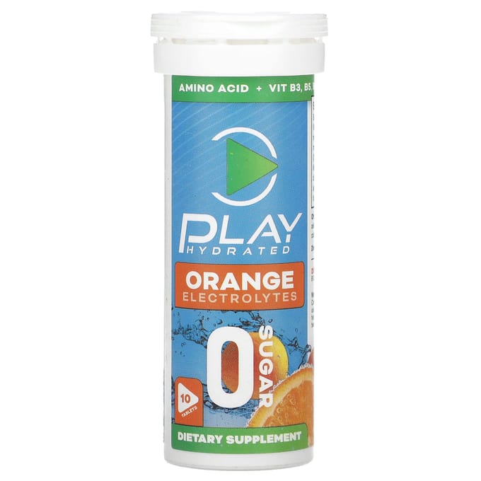 Play Hydrated, Elektrolyten, Sinaasappel, 10 tabletten