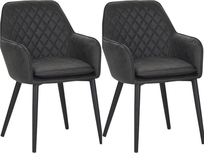 Colenis® - Jay Eetkamerstoel - Set Van 2 - Antraciet - Microfiber - Met armleuning