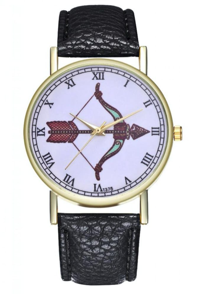 Hidzo Horloge Pijl en Boog Ø 38 - Zwart - Kunstleer