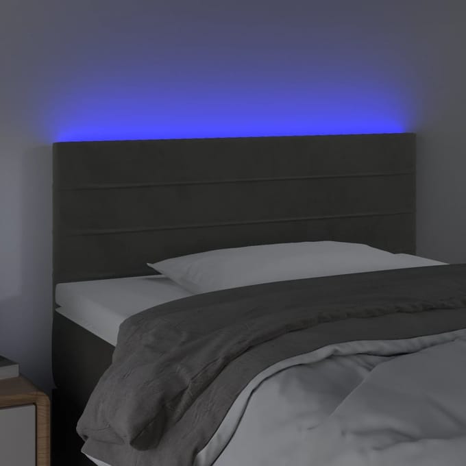 vidaXL - Hoofdbord - LED - 100x5x78/88 - cm - fluweel - donkergrijs