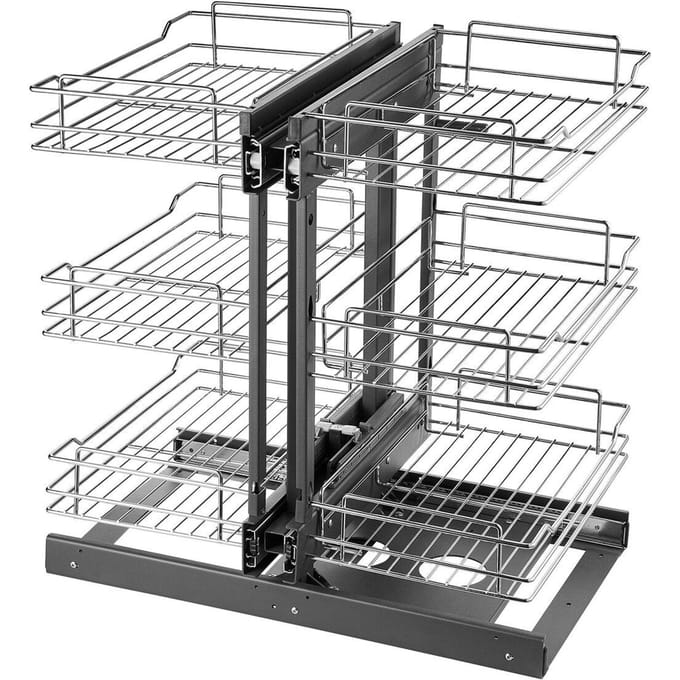 3-Laags Blinde Hoek Uittrekbare Organizer Chroom Keukenkast Mand