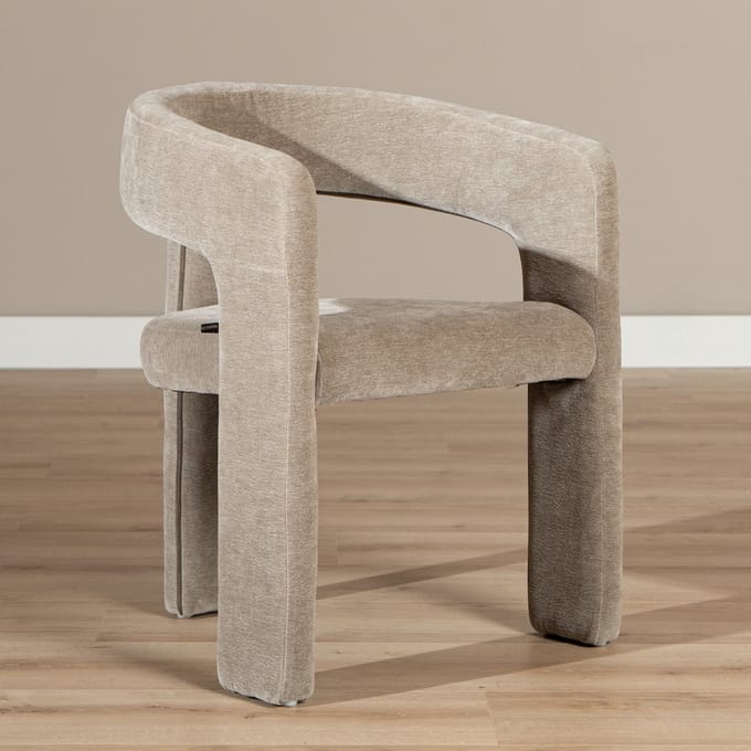 Bronx71® Scandinavische eetkamerstoel Bibi chenille taupe - stoel