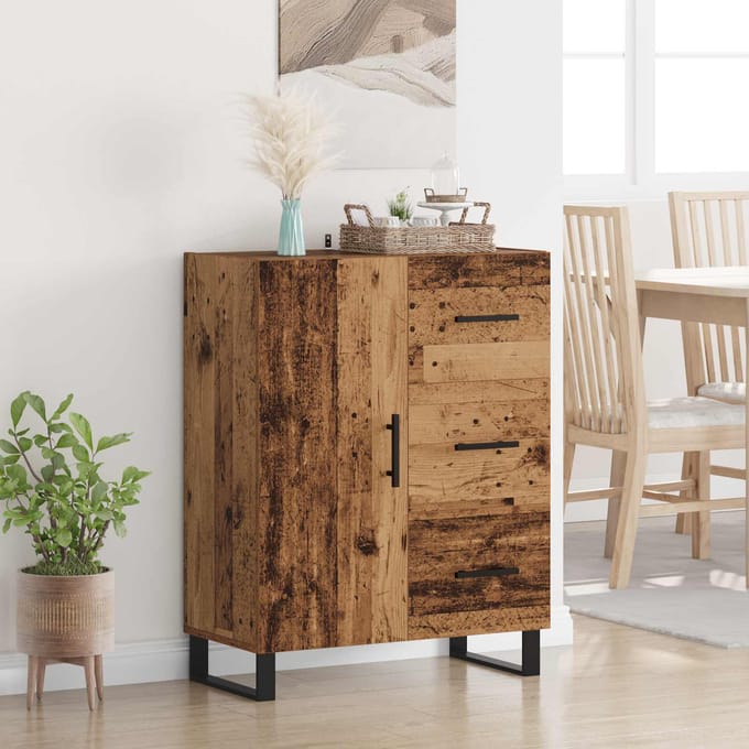 vidaXL Dressoir Oud Hout 69,5 x 34 x 90 cm Gemonteerd hout en ijzer