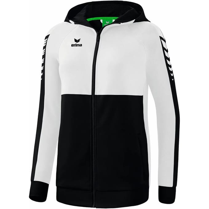 Erima Six Wings Trainingsjack Met Capuchon Dames - Wit / Zwart | Maat: 42